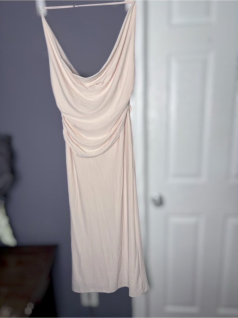 Zara Ivory Draped Halter Maxi Dress Small - Picture 2 of 9